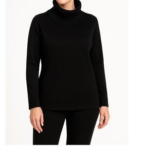 Verve Ami Women's Black‎ Cowl Neck Long Sleeve Tunic Top L Stretch Casual